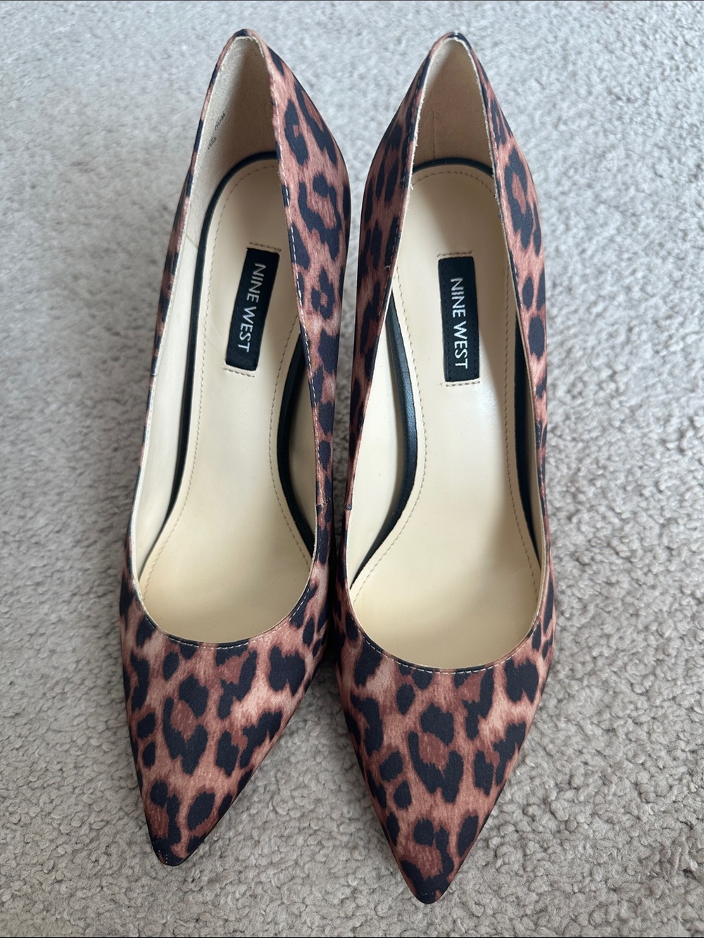 Nine West Leopard-Print Pointed Toe Pumps - Brown and Black- Size 8